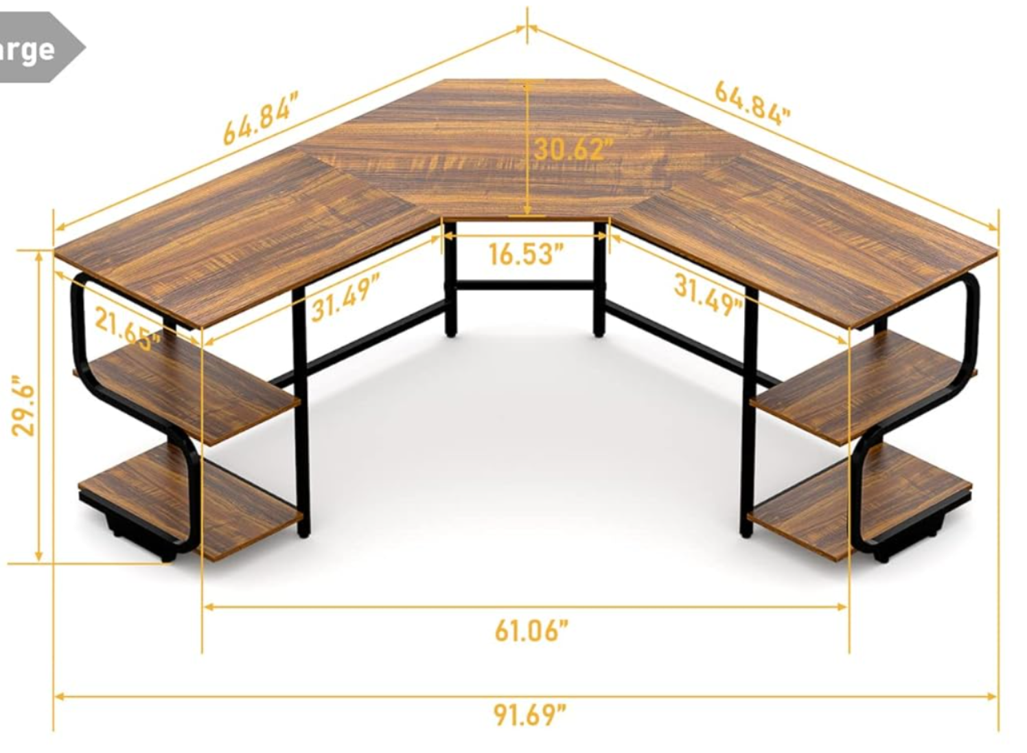 Modern L Shaped Desk with Shelves (2)